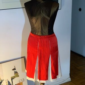 Tori Burch - Red & Cream White Silk Skirt - Size 10
